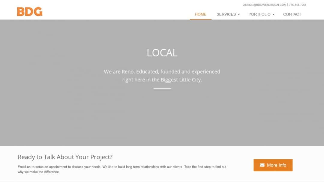 Screenshot of BDG Web Design's Website
