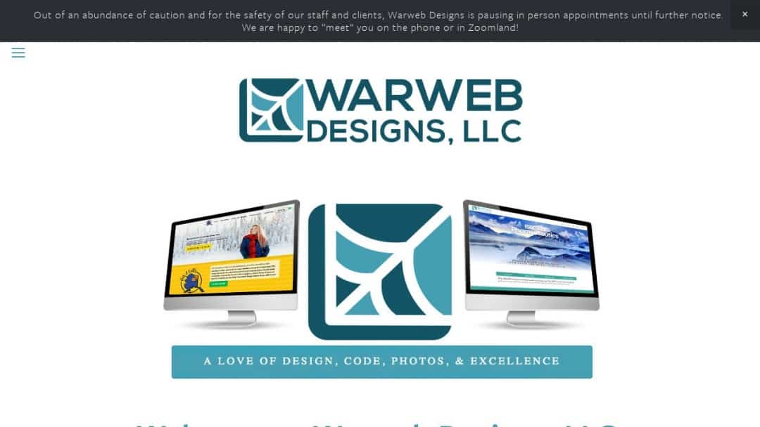 Screenshot of Warweb Designs LLC's Website