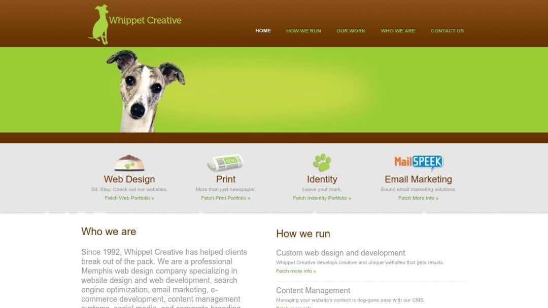 Screenshot of Whippet Creative's Website