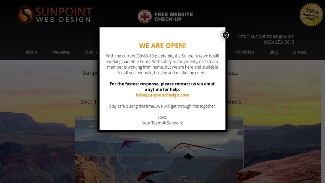 Screenshot of Sunpoint Web Design's Website