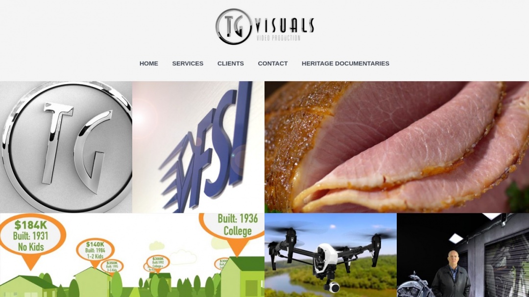 Screenshot of TG Visuals, Inc.'s Website