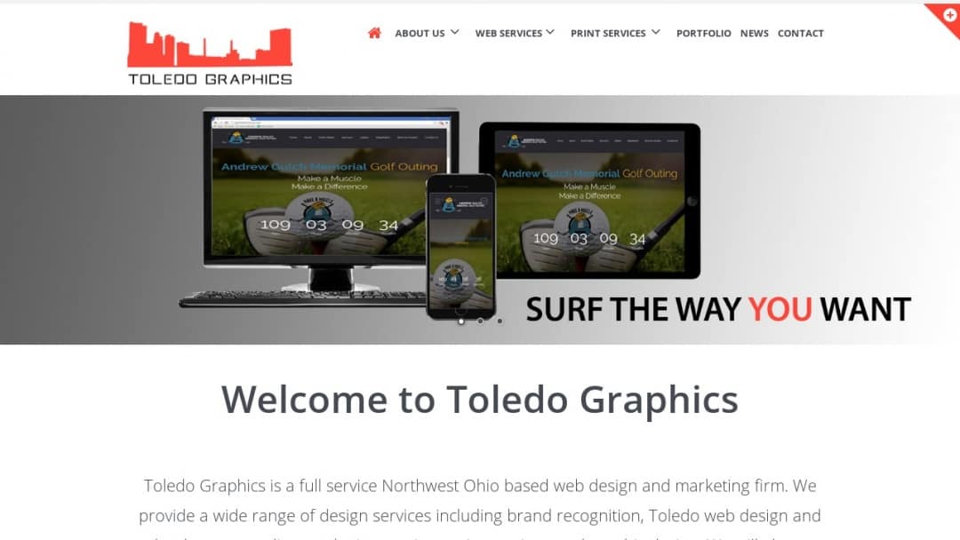 Screenshot of Toledo Graphics's Website