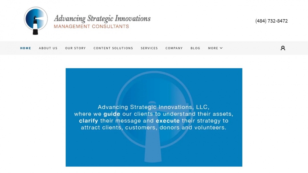 Screenshot of Advancing Strategic Innovations, LLC's Website