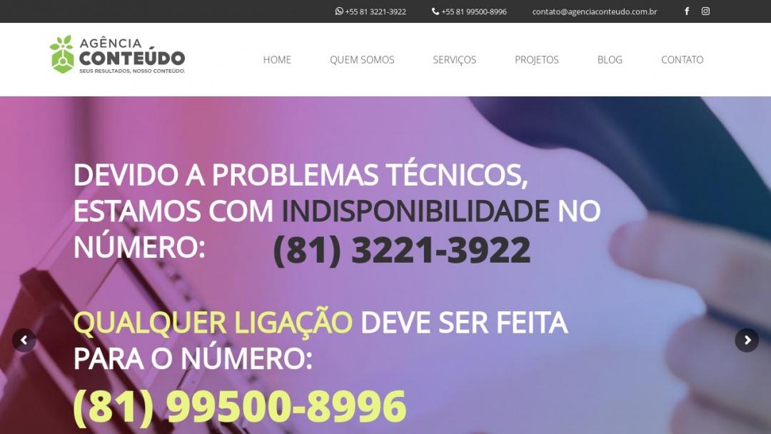 Screenshot of Agência Conteúdo's Website