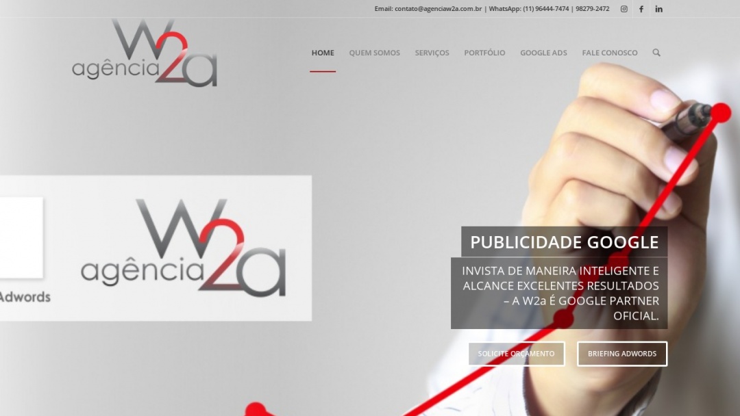 Screenshot of Agência W2a's Website