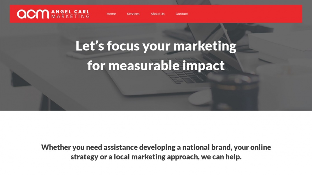 Screenshot of Angel Carl Marketing's Website