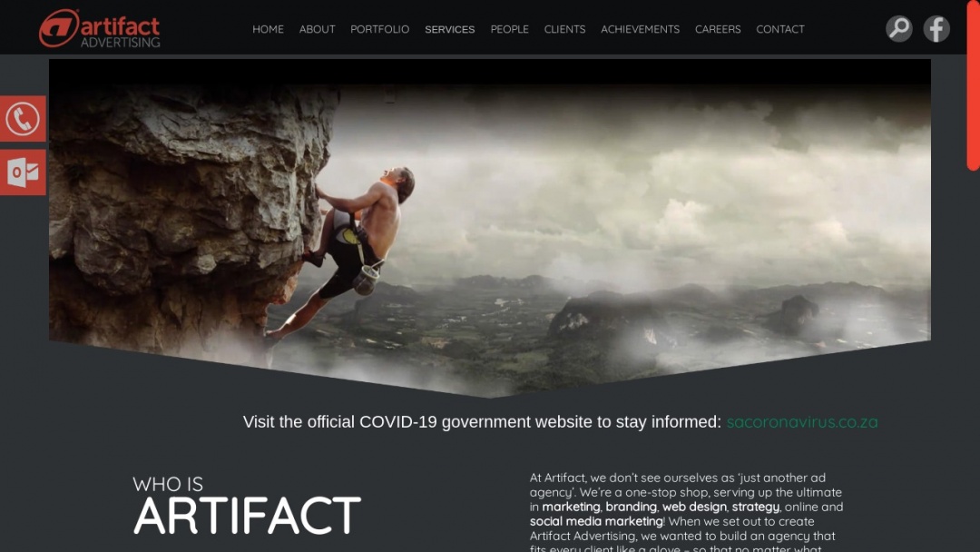 Screenshot of Artifact Advertising's Website