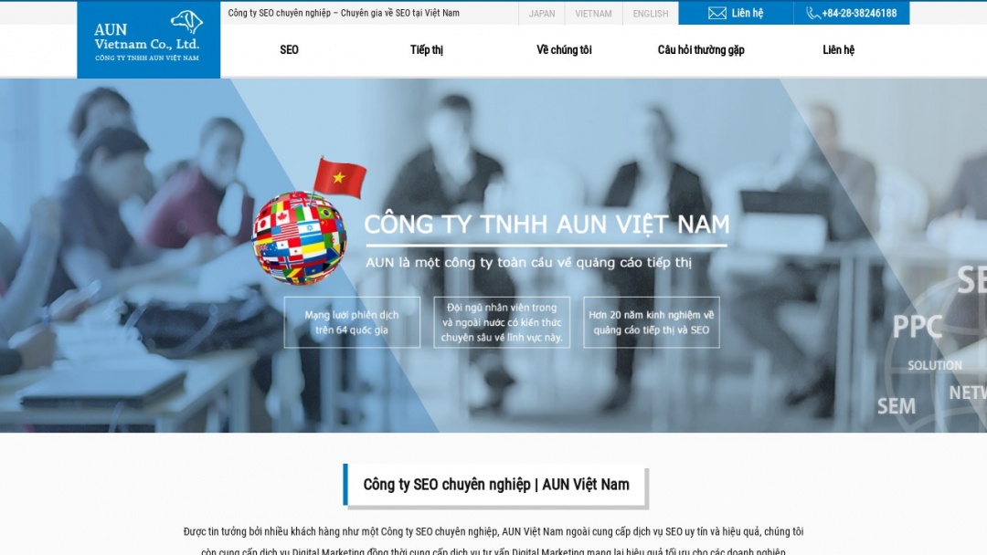 Screenshot of Aun Vietnam Co. Ltd.'s Website