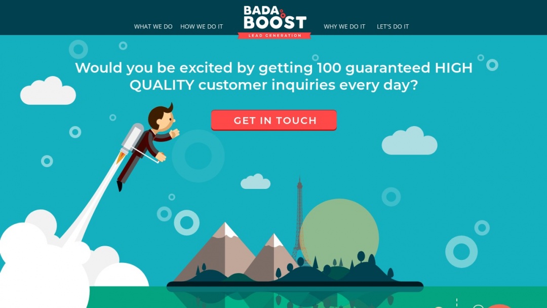 Screenshot of Badaboost Marketing's Website