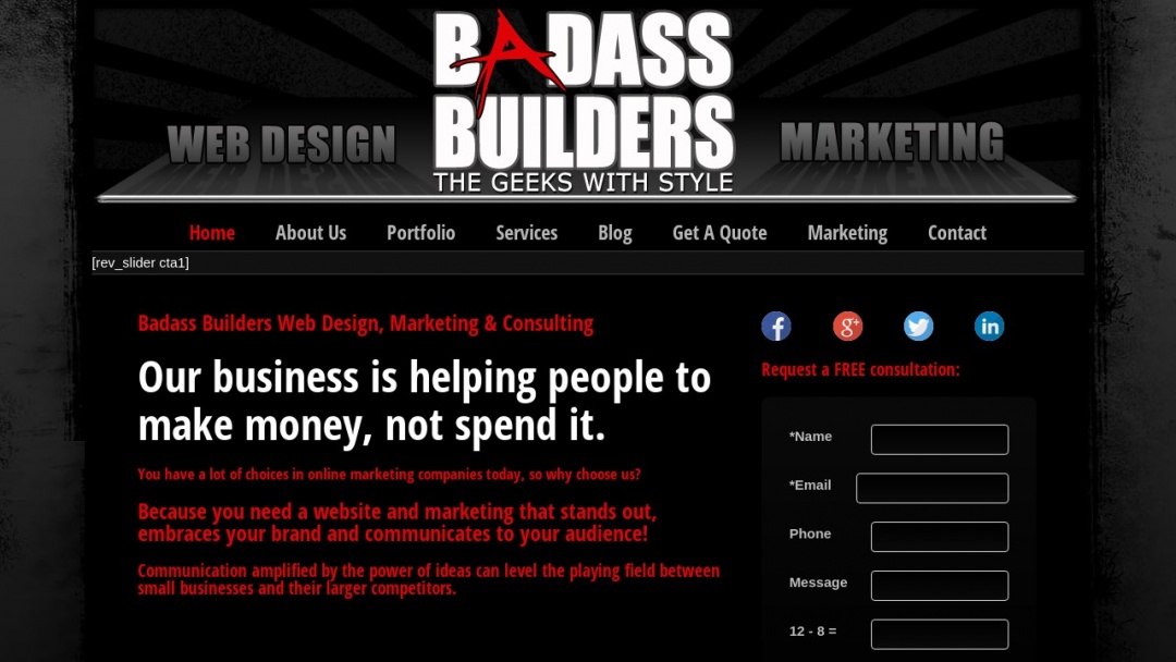Screenshot of Badass Builders's Website