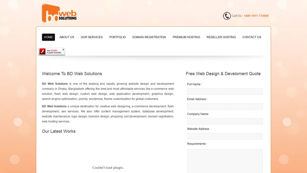 Screenshot of BD Web Solutions's Website