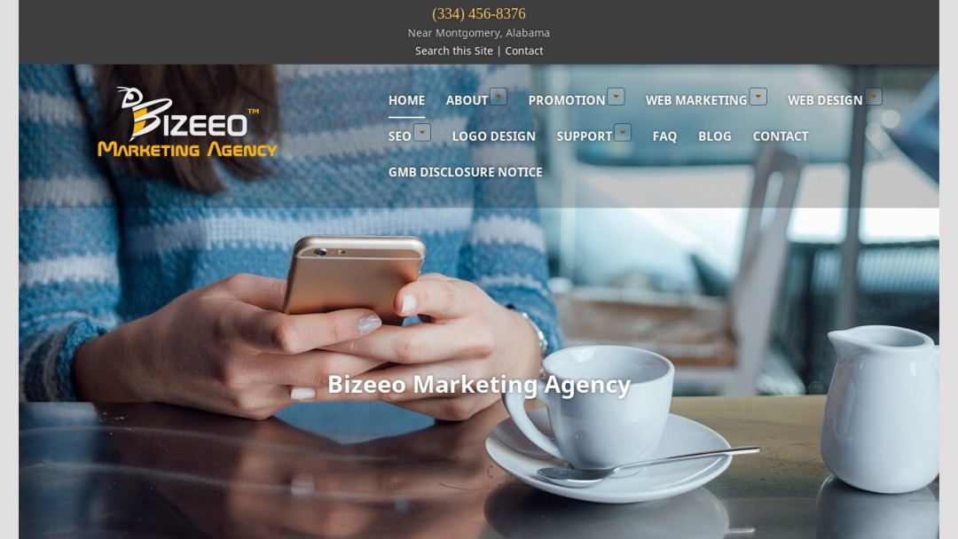 Screenshot of Bizeeo Marketing Agency's Website