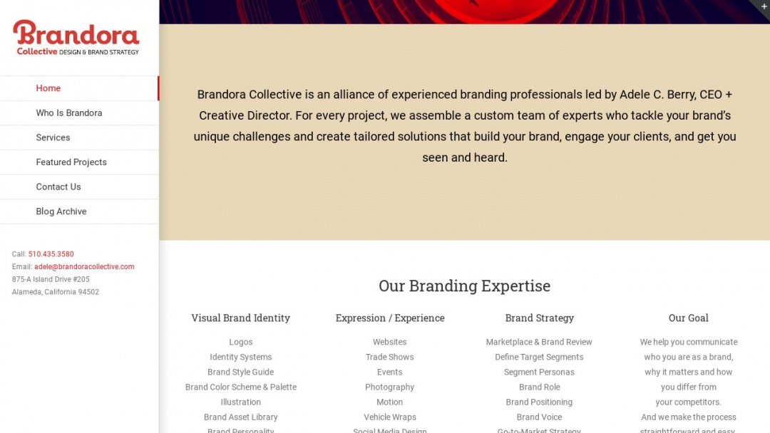 Screenshot of Brandora Collective's Website