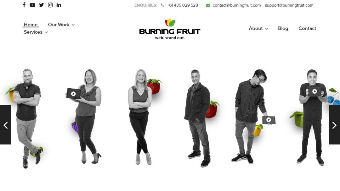 Screenshot of Burning Fruit's Website