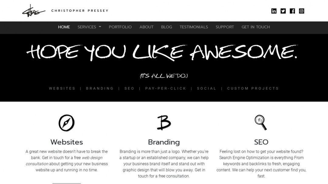 Screenshot of Christopher Pressey Design Inc.'s Website