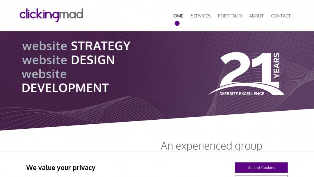 Screenshot of Clickingmad Ltd.'s Website