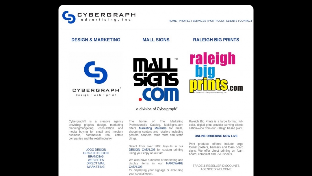 Screenshot of Cybergraph Advertising, Inc.'s Website