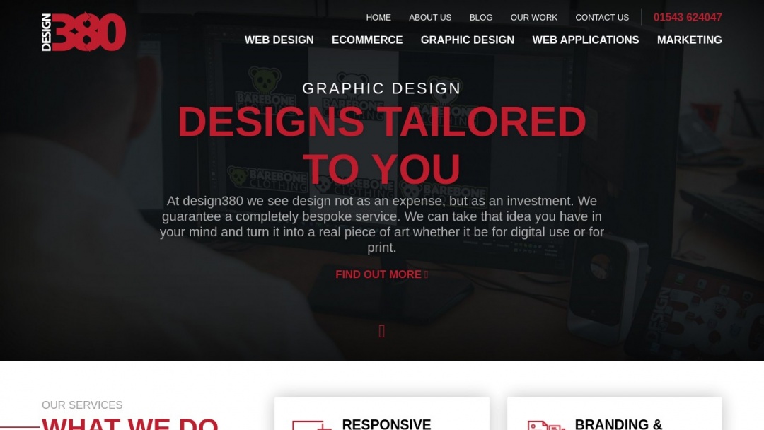 Screenshot of Design380's Website