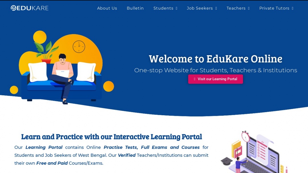 Screenshot of EduKare Online's Website