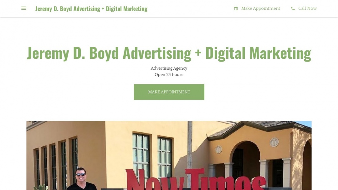 Screenshot of Jeremy D. Boyd Advertising | V Digital Services's Website