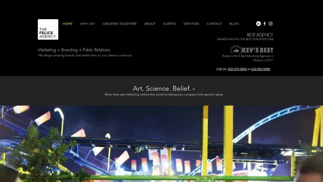 Screenshot of Felice Agency's Website