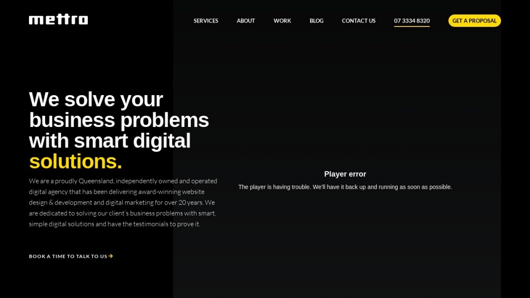 Screenshot of Mettro's Website
