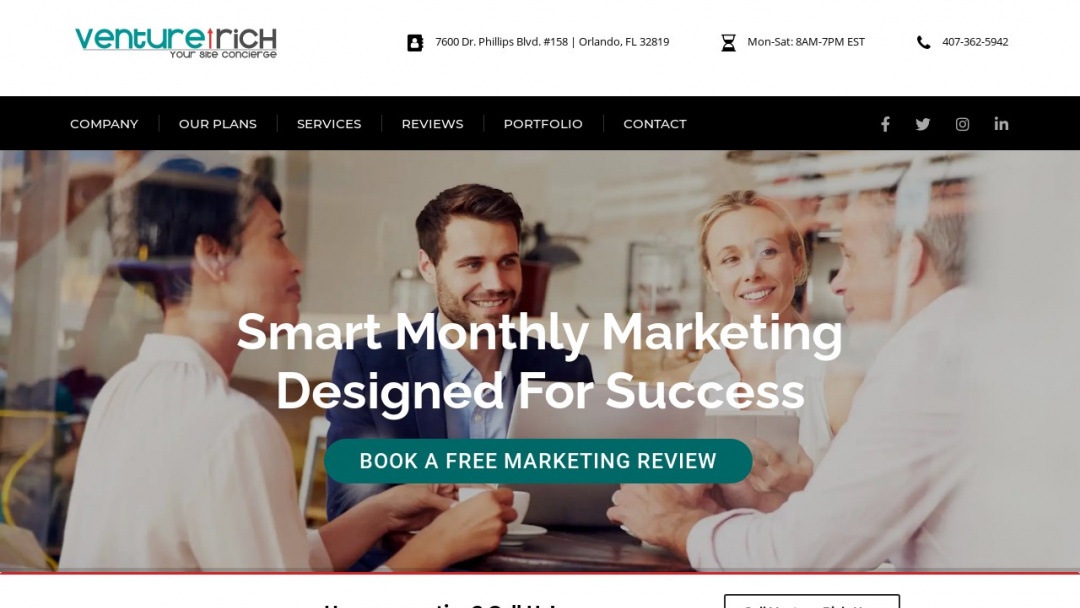 Screenshot of Venture Rich's Website