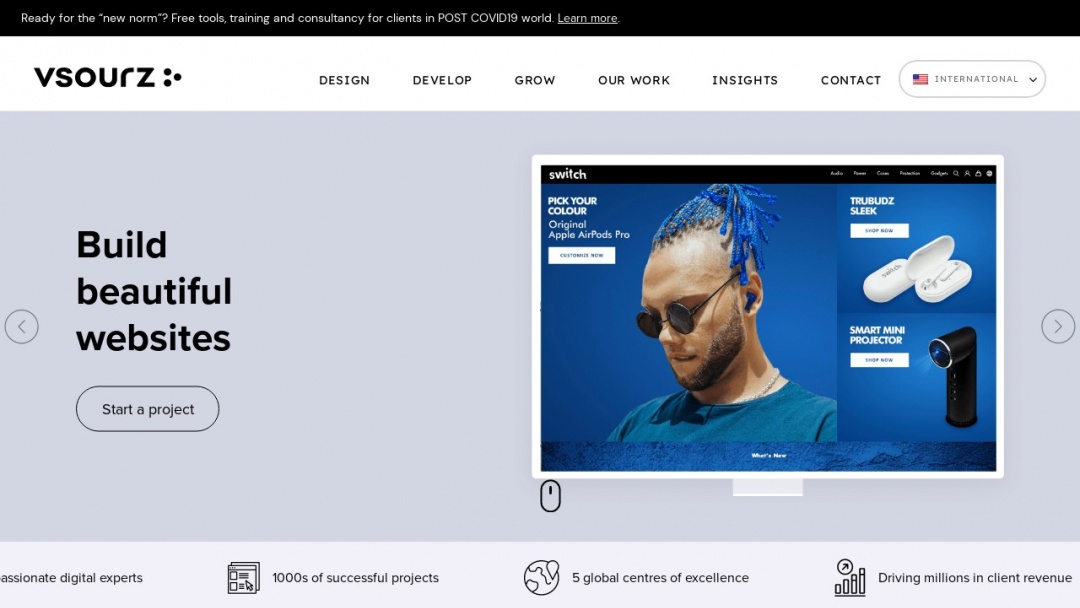 Screenshot of Vsourz's Website