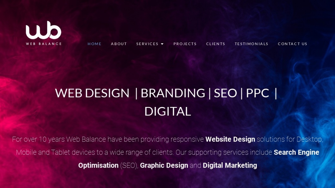 Screenshot of Web Balance Ltd's Website