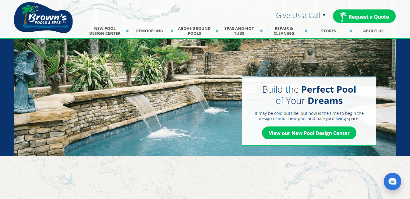 Best Pool Builder Website for Brown's Pools & Spas Inc.