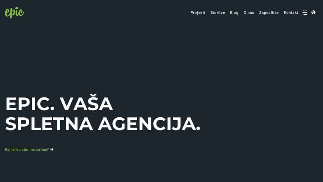 Screenshot of Agencija Epic's Website