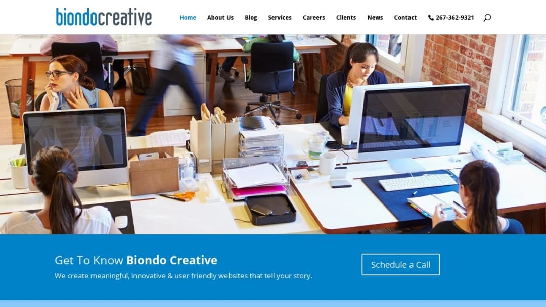 Screenshot of Biondo Creative's Website