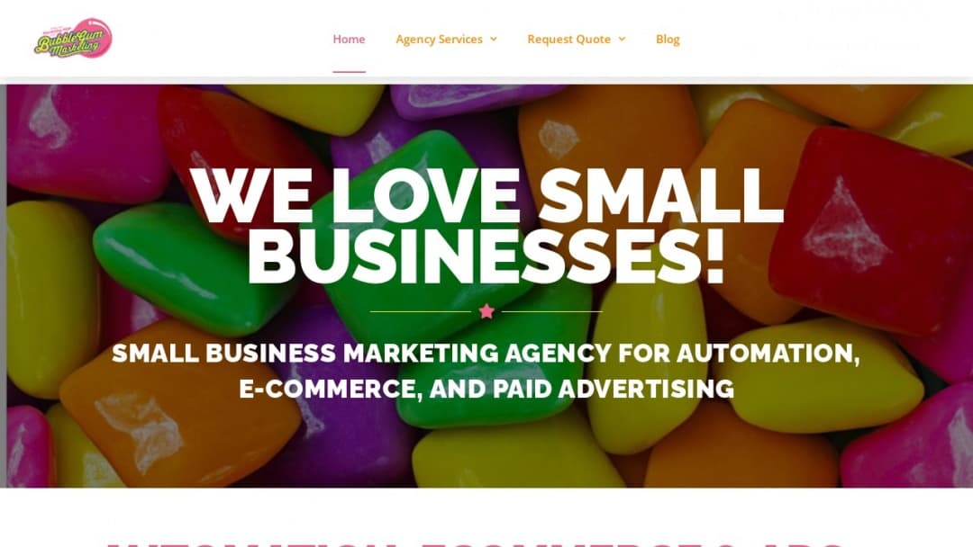 Screenshot of BubbleGum Marketing's Website