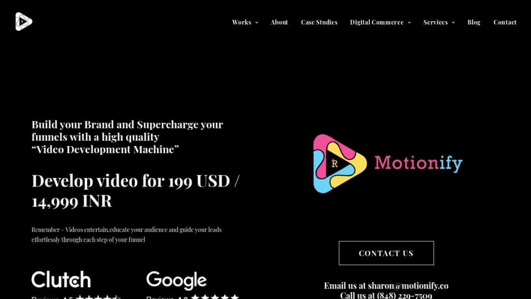 Screenshot of Motionify's Website