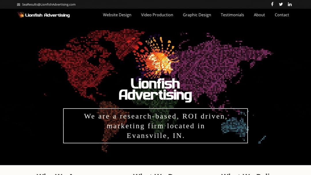 Screenshot of Lionfish Advertising's Website