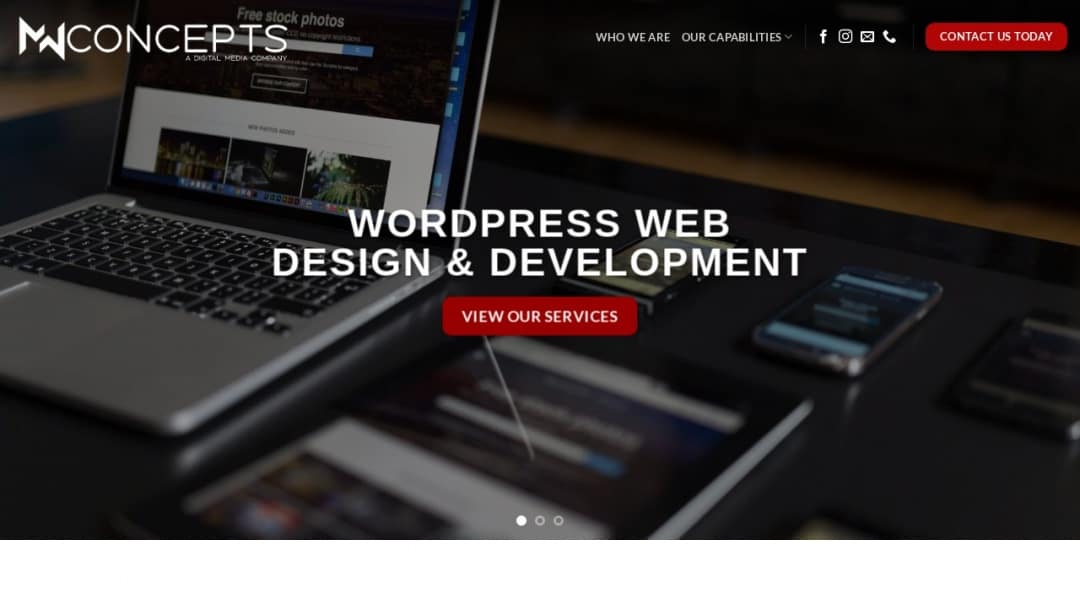 Screenshot of MW Concepts's Website