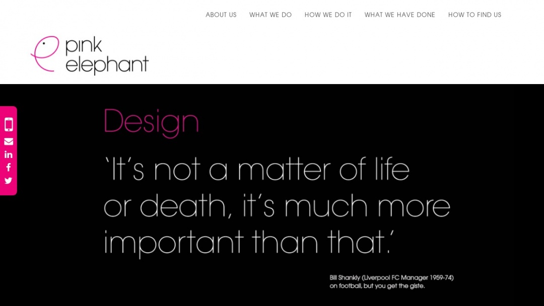 Screenshot of Pink Elephant Branding and Design's Website