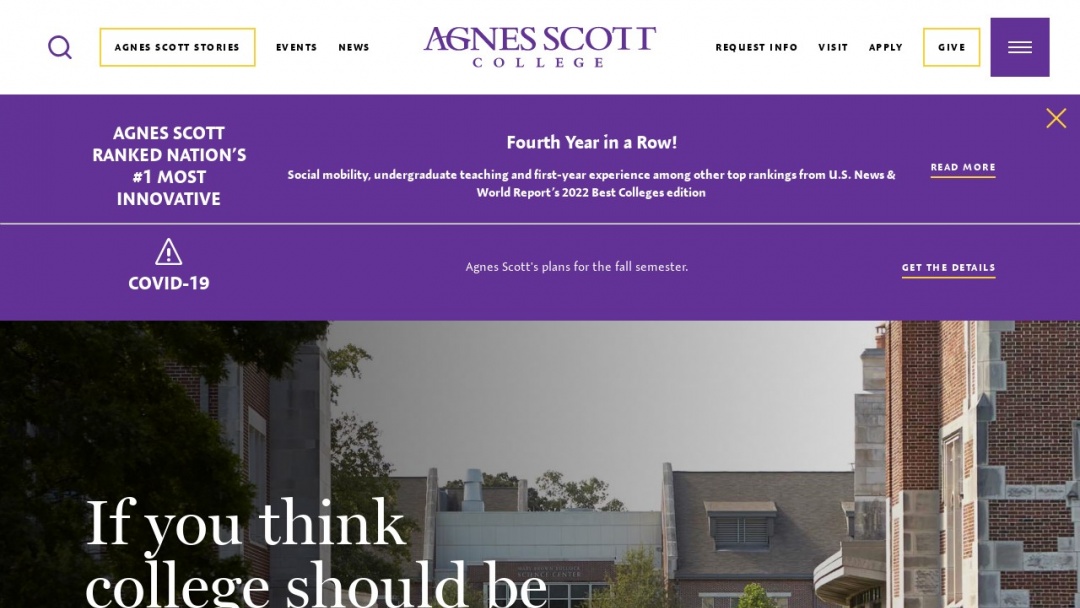 Screenshot of Agnes Scott College's Website