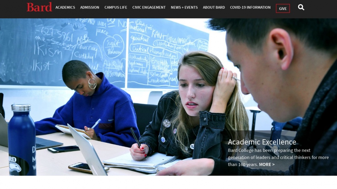 Screenshot of Bard College's Website