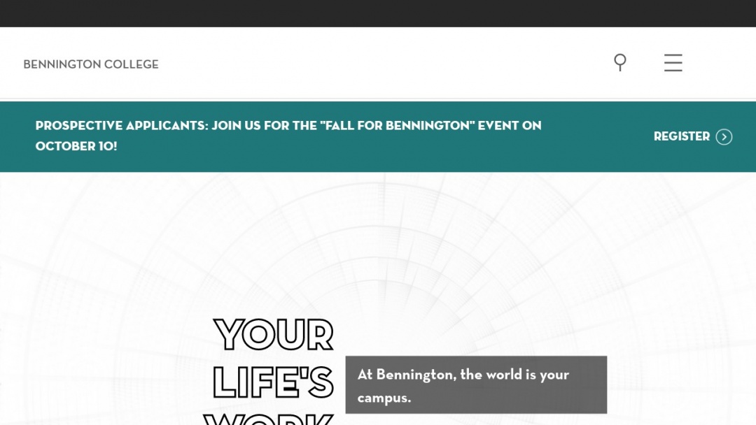 Screenshot of Bennington College's Website