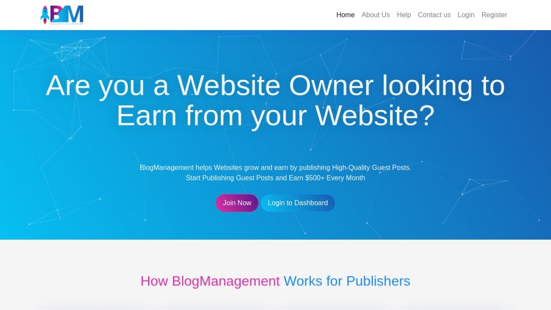 Screenshot of Blogmanagement's Website