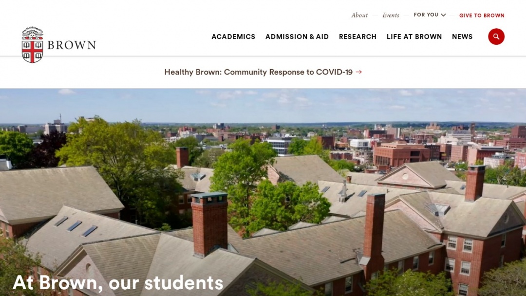 Screenshot of Brown University's Website