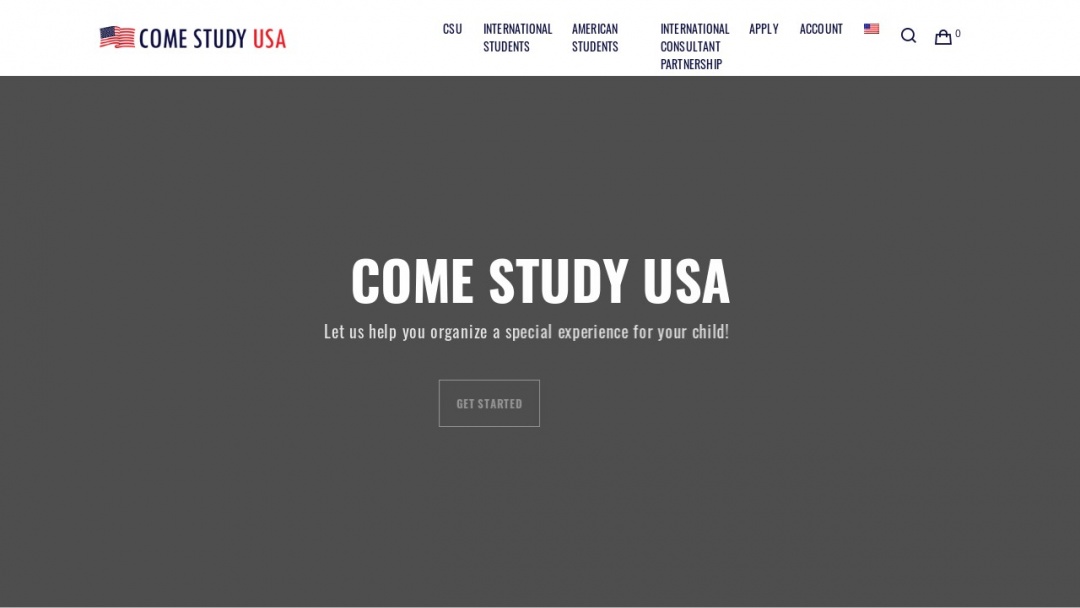 Screenshot of Come Study USA's Website