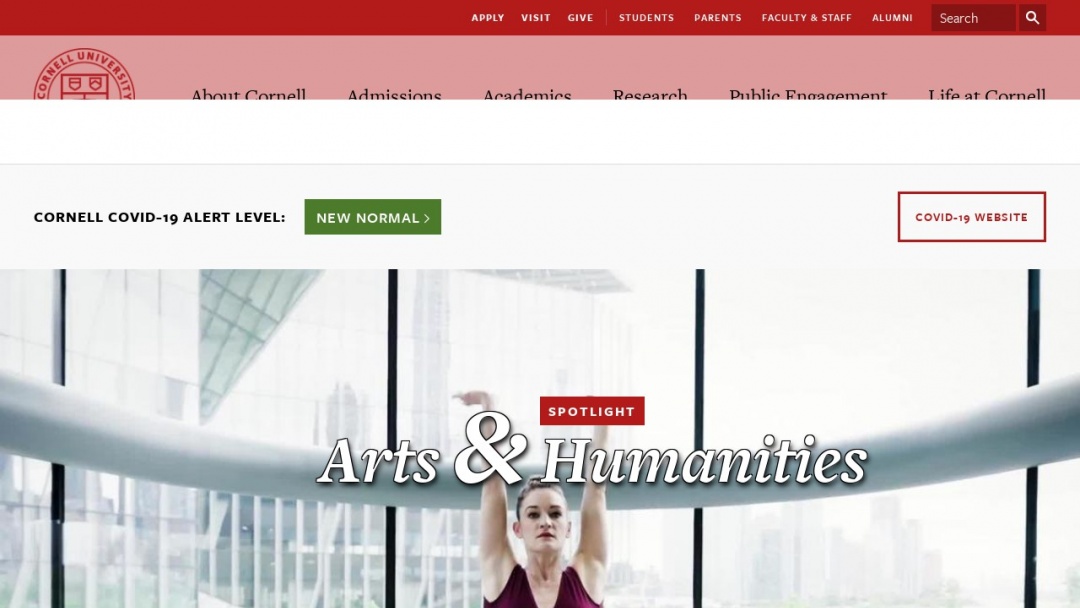 Screenshot of cornell university's Website