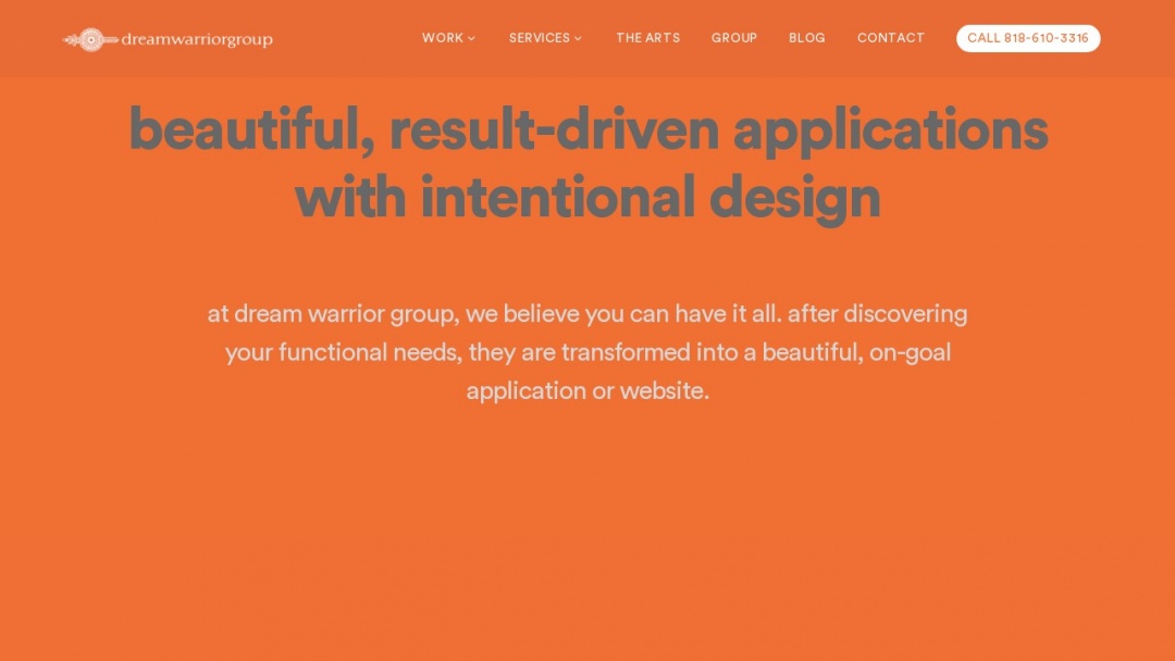 Screenshot of Dream Warrior Group's Website