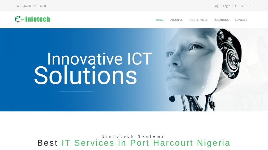 Screenshot of Einfotech Telecommunications and Systems Limited's Website