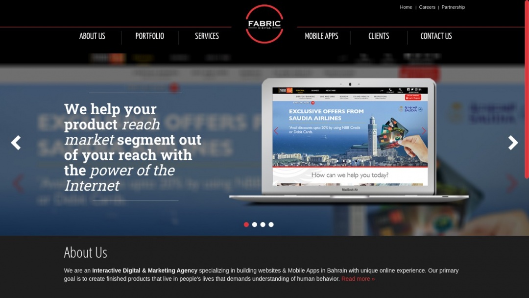 Screenshot of Fabric Digital's Website