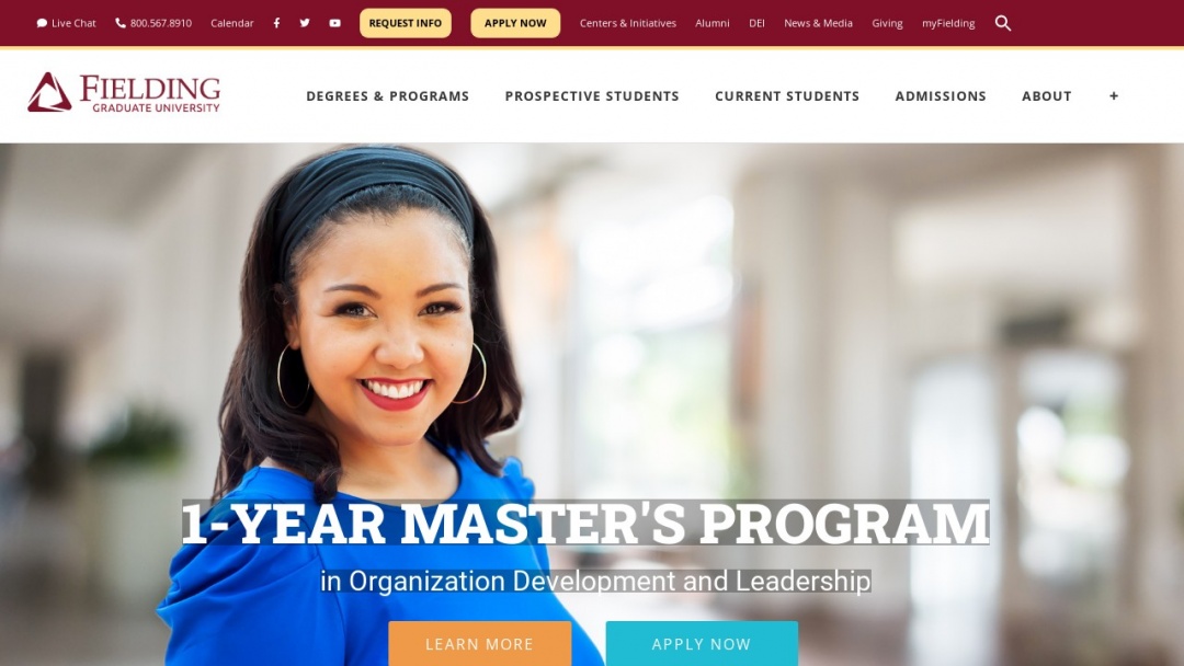 Screenshot of Fielding Graduate University's Website
