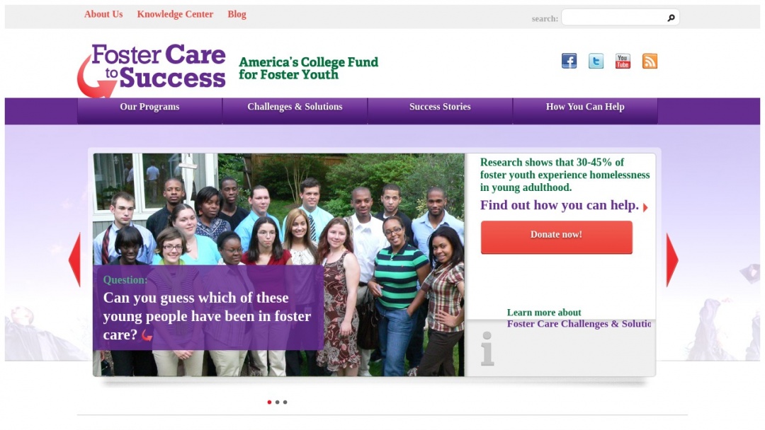 Screenshot of Foster Care to Success's Website