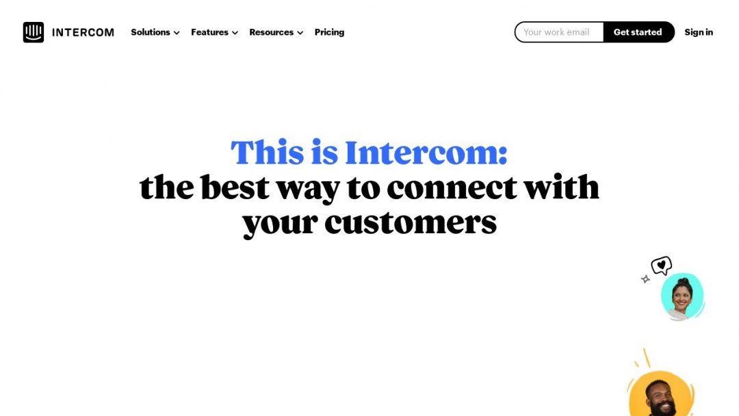 Screenshot of Intercom's Website